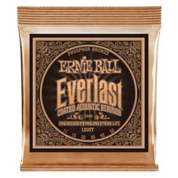 Ernie Ball 2548 - Everlast Coated Phosphor Bronze Acoustic Guitar Strings (12-54 Gauge) - LIGHT