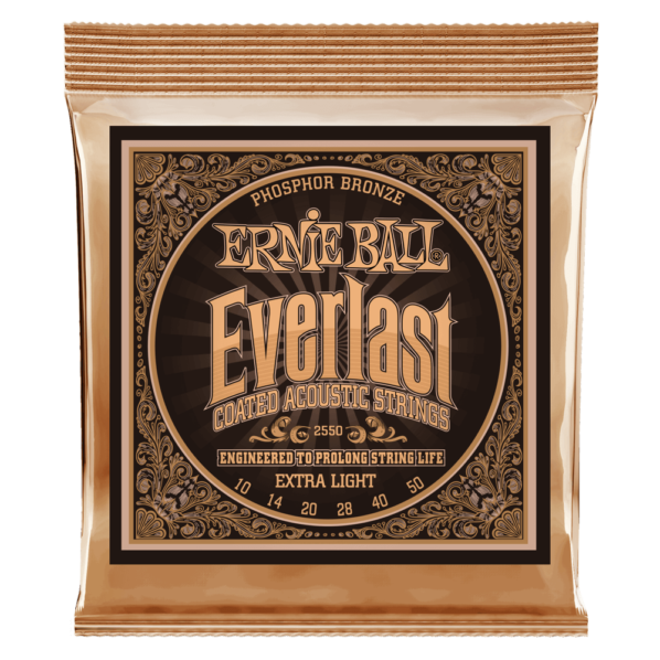Ernie Ball 2550 - Everlast Coated Phosphor Bronze Acoustic Guitar Strings (10-50 Gauge) - EXTRA LIGHT