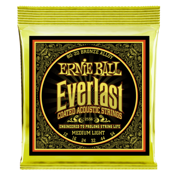 Ernie Ball 2556 - Everlast Coated 80/20 Bronze Acoustic Guirar Strings (12-54 Gauge) - MEDIUM LIGHT