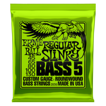 Ernie Ball 2836 - Slinky Nickel Wound 5-String Electric Bass Strings (45-130 Gauge) - REGULAR